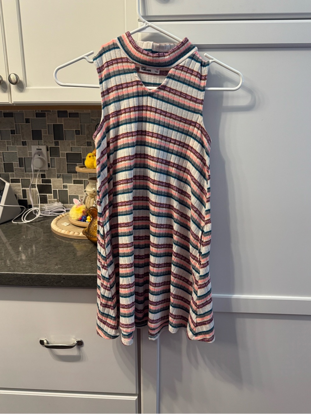 Sunny Stripes Sleeveless Knit Dress - Pink & Blue
